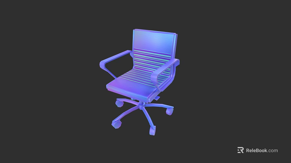 Modern Office Chair With Wheels Armrests And Striped Backrest Design 3d model 