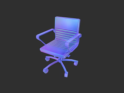Modern Office Chair With Wheels Armrests And Striped Backrest Design 3d model