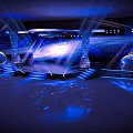 Luxurious Blue Stage Design with Bright Lighting for Large Event Celebration 3d model