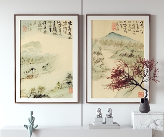 New Chinese Landscape Painting Decorative Painting Hanging Painting 3d model