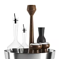 Modern Wooden Sculpture Carving With Transparent Glass Black Decorative Pieces And Metal Base