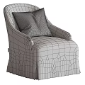 Gray Upholstered Accent Chair with Geometric Pattern Pillow and Skirted Base 3d model