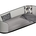 Light Gray Double Sofa With Patterned Cushions And Blanket 3d model
