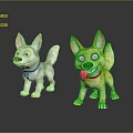 Cute Cartoon Dog Characters With Grey And Yellow Fur Big Ears And Blue Eyes