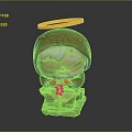 Cute Monk Sculpture in Brown Hooded Robe With Yellow Halo Holding Red Heart and Cross