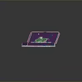 Pink Purple Portable Computer With Open Pixel Art Screen Green Character Red Ball Blue Buttons