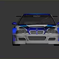 Sleek Blue Silver Racing Car With Rear Spoiler Shiny Exterior And Reflective Surface