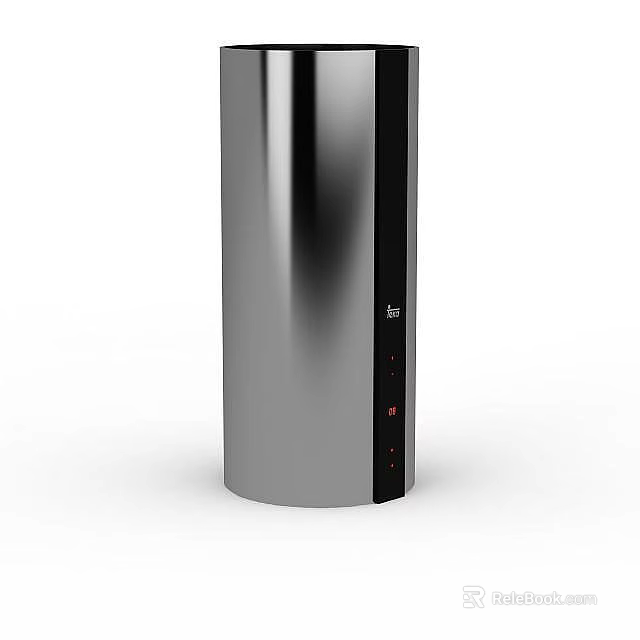 Silver Cylindrical Kitchen Appliance With Black Control Panel Buttons And Indicator Lights 3d model 