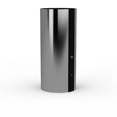 Silver Cylindrical Kitchen Appliance With Black Control Panel Buttons And Indicator Lights 3d model