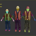 Three Men Wearing Safety Helmets And Reflective Vests Standing In A Row