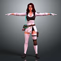 Female Mechanic Character With Long Brown Hair Glasses Black Vest White Top And Tool Belt