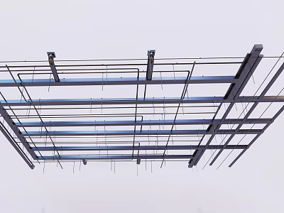 Neatly Arranged Industrial Metal Pipes In Building Structural Supporting Framework 3d model