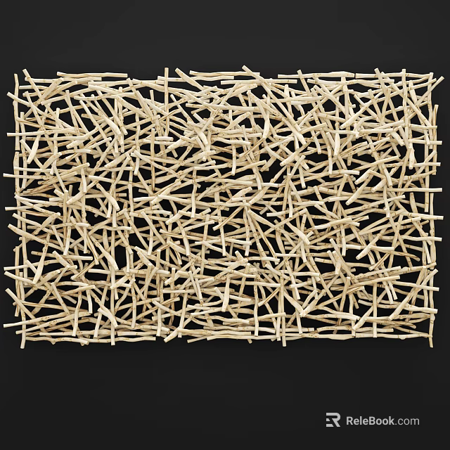 Decorative Wooden Partition With Interwoven Strips And Grid Like Openwork Modern Design 3d model 