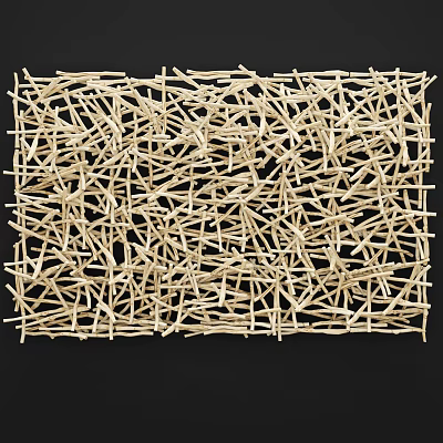 Decorative Wooden Partition With Interwoven Strips And Grid Like Openwork Modern Design 3d model