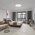 Bright Modern Hotel Guest Room Interior With Sofa Bed TV Window And Decorative Elements 3d model