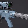 Modern Blue Rifle Design With Scope And Tactical Shooting Features 3d model