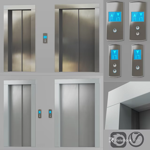 Modern Elevator Design With Stainless Steel Doors And Digital Control Panels 3d model