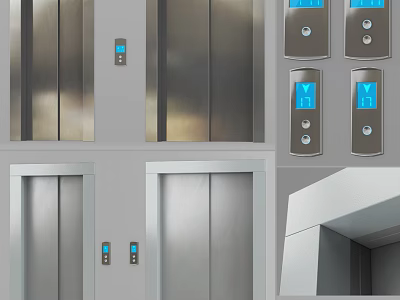 Modern Elevator Design With Stainless Steel Doors And Digital Control Panels 3d model