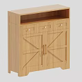 Wooden Chest of Drawers with Top Shelf Three Drawers and X Shaped Cabinet Doors Design