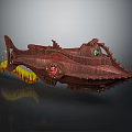 Decorative Fish Shaped Ornament Brown With Yellow Accents And Green Circular Details