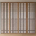 Wooden Grid Design Partition For Interior Space With Four Panel Structure 3d model