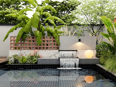 Modern Waterscape Wall Courtyard Landscape Wall Falling Water Landscape Wall Plant Landscape Plant Combination Shrub model