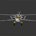Aerospace Spacecraft Model Featuring Blue Body Golden Propeller Twin Wing And Detailed Components