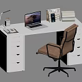 Modern Desk Chair Computer Desk Workbench Study Table Computer Learning Supplies 3d model