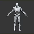 Humanoid Robot With White Exterior And Mechanical Structure Standing On Shiny Surface 3d model