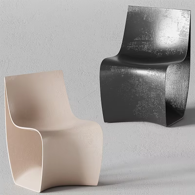 Modern Leisure Chairs Beige And Black With Sleek Minimalist Design For Interior Spaces 3d model