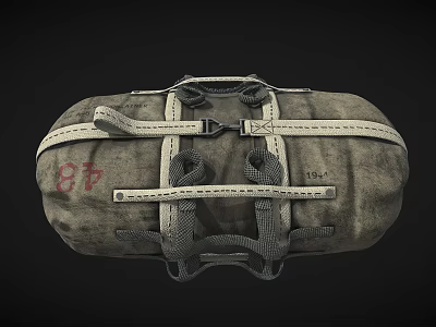 Vintage Gray Canvas Duffel Bag With Straps Number Markings And Stitched Details 3d model Vintage Gray Canvas Duffel Bag With Straps Number Markings And Stitched Details 3d model