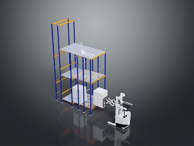Modern Industrial Storage System With Multi-Tiered Metal Shelves And White Equipment 3d model