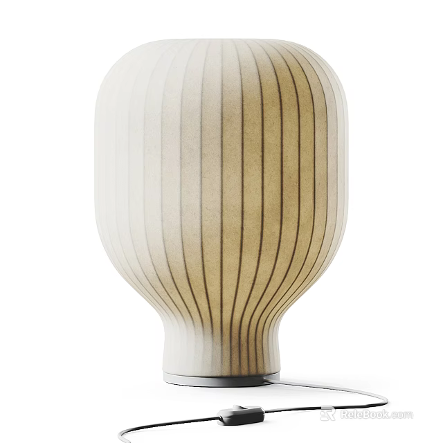 Modern Minimalist Table Lamp with Vertical Stripes and Light Beige Finish 3d model