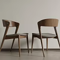 Modern Wooden Dining Chairs With Curved Back Gray Upholstered Seat And Tapered Legs