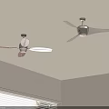 Modern Ceiling Fans With Lights Mounted On Indoor Ceiling Near Window Blinds