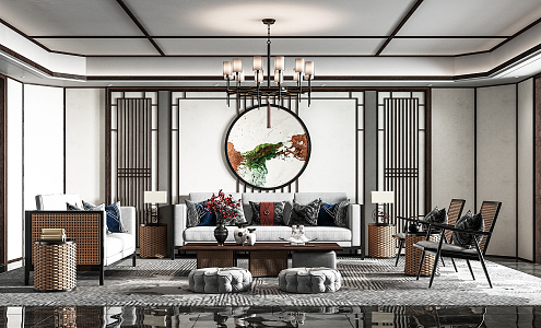 New Chinese Living Room 3d model