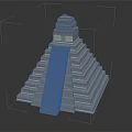 Ancient Stepped Pyramid Structure With Layered Stone Platforms And Top Entrance