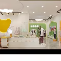 Bright Kids Clothing Store Interior With Fashion Apparel Display Racks And Decorative Lights