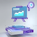 Tech Inspired UI Design Featuring Transparent Purple Blue Panels Data Charts And Checkmark Icon 3d model