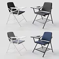 Multicolor Folding Office Chair With Armrests And Small Desk For Work 3d model