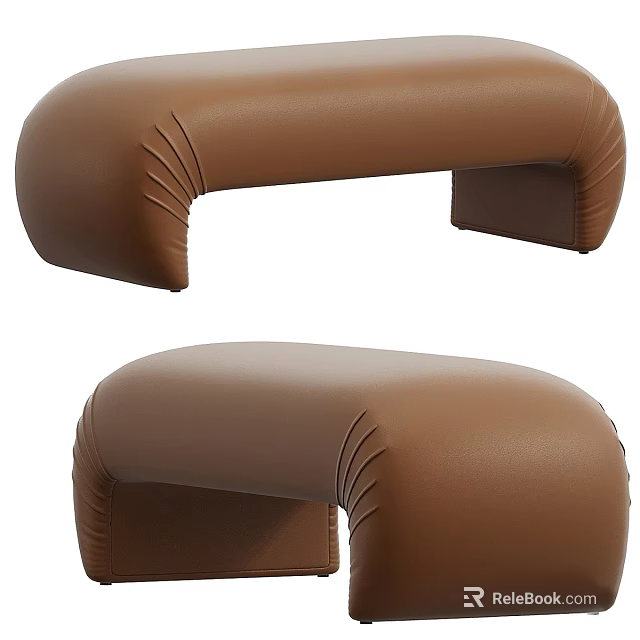 Modern Brown Leather Ottomans With Unique Design 3d model 