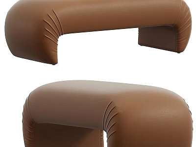 Modern Brown Leather Ottomans With Unique Design 3d model