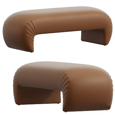 Modern Brown Leather Ottomans With Unique Design 3d model