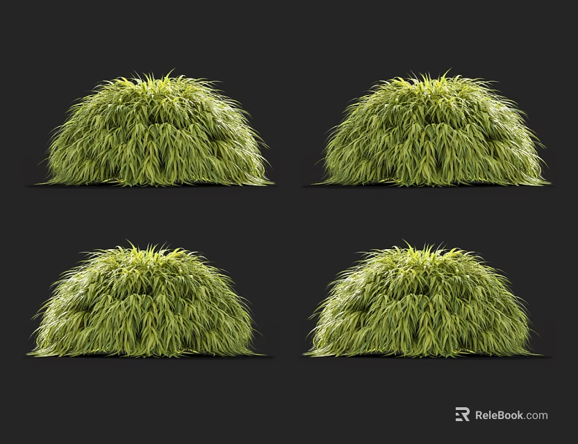 Lush Green Round Well Trimmed Grass Bushes In Multiple Garden 3d model 
