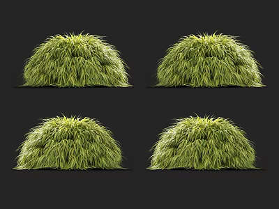 Lush Green Round Well Trimmed Grass Bushes In Multiple Garden 3d model
