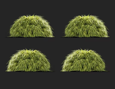 Lush Green Round Well Trimmed Grass Bushes In Multiple Garden 3d model