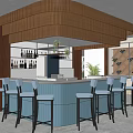 Modern Bar Cafe Restaurant Dining Table Chair Bar 3d model