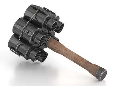 Mechanical Tactical Weapon With Wooden Grip And Multiple Metal Cylindrical Parts 3d model Mechanical Tactical Weapon With Wooden Grip And Multiple Metal Cylindrical Parts 3d model