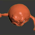 Angry Red Round Character With Raised Arms And Open Mouth Expression