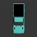 Light Blue 3D Rendered Pickup Truck With Open Bed Black Wheels And Reflective Dark Background
